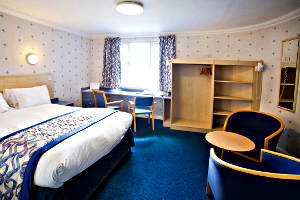 A double bedroom at Diamond Lodge Hotel, Manchester, UK